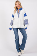 White Colorblock Striped Long Sleeve Top