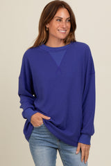 Royal Blue Waffle Knit Maternity Sweatshirt