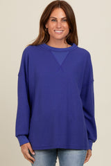 Royal Blue Waffle Knit Sweatshirt