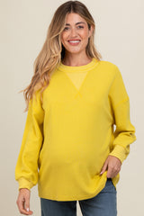 Yellow Waffle Knit Maternity Sweatshirt