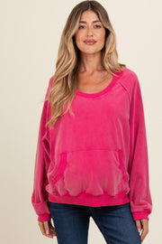 Fuchsia Hooded Maternity Sweatshirt