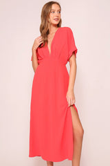 Red Airy Midi Dress