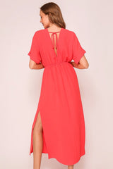 Red Airy Midi Dress