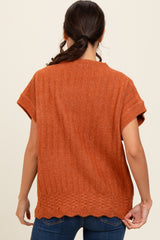 Rust Ribbed Mock Neck Sweater Top