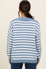 Blue Striped Crew Neck Sweater