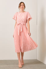 Blush Texture Fabric Pleated Dresss