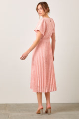 Blush Texture Fabric Pleated Dresss