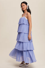 Periwinkle Ruffle Tiered Maxi Dress