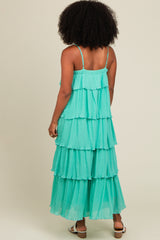 Aqua Ruffle Tiered Maxi Dress