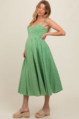 Green Floral Embroidered Maternity Maxi Dress