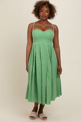 Green Floral Embroidered Maternity Maxi Dress