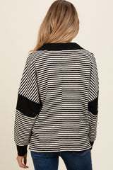 Black Striped Relaxed Fit Maternity Top