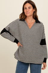 Black Striped Relaxed Fit Top