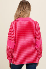 Fuchsia Striped Relaxed Fit Maternity Top