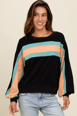 Black Colorblock Pullover Top