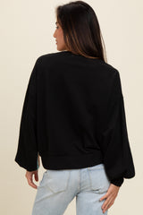 Black Colorblock Pullover Top