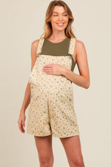 Ivory Floral Denim Maternity Shortall