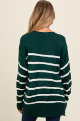 Forest Green Striped Side Slit Maternity Sweater