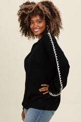 Black Contrast Stitch Sweater