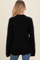 Black Contrast Stitch Maternity Sweater