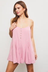 Pink Button Front Romper