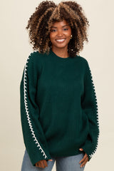 Forest Green Contrast Stitch Maternity Sweater