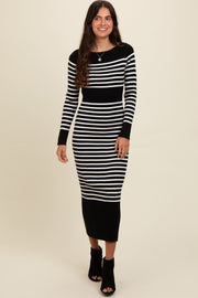 Black Striped Midi Sweater Dress