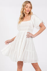 White Crochet Tiered Dress