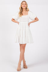 White Crochet Tiered Dress