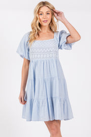 Light Blue Crochet Tiered Dress