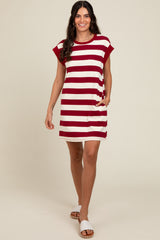 Red Striped Maternity Mini Dress