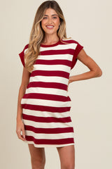 Red Striped Maternity Mini Dress