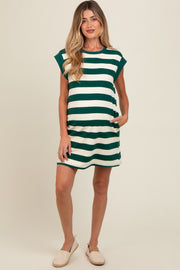 Green Striped Maternity Mini Dress