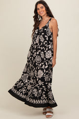 Black Floral Tie Back Maternity Maxi Dress