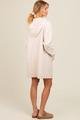 Cream Hooded Front Pocket Sweater Dress