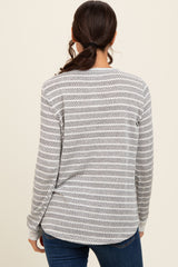 Heather Grey Striped Long Sleeve Top