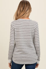 Heather Grey Striped Long Sleeve Maternity Top