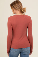 Rust Basic Fitted Maternity Long Sleeve Top