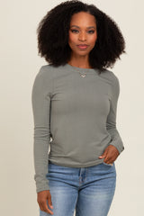 Olive Basic Fitted Maternity Long Sleeve Top