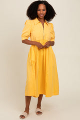 Yellow Half Zip Midi Dress