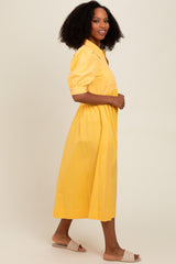 Yellow Half Zip Midi Dress