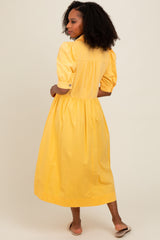 Yellow Half Zip Midi Dress