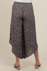 Charcoal Floral Asymmetric Maternity Pants