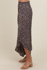 Charcoal Floral Assymetric Pants