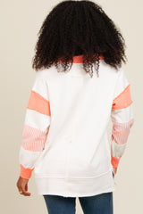 Salmon Striped Colorblock Polo Top