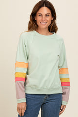 Light Olive Coloblock Sleeve Maternity Pullover