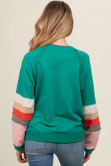 Emerald Green Colorblock Sleeve Maternity Pullover