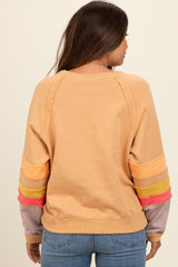 Camel Colorblock Sleeve Maternity Pullover