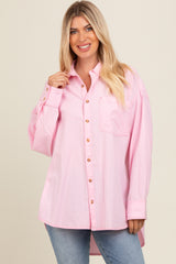 Pink Chambray Button Down Maternity Top