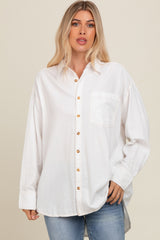 Off White Chambray Button Down Maternity Top